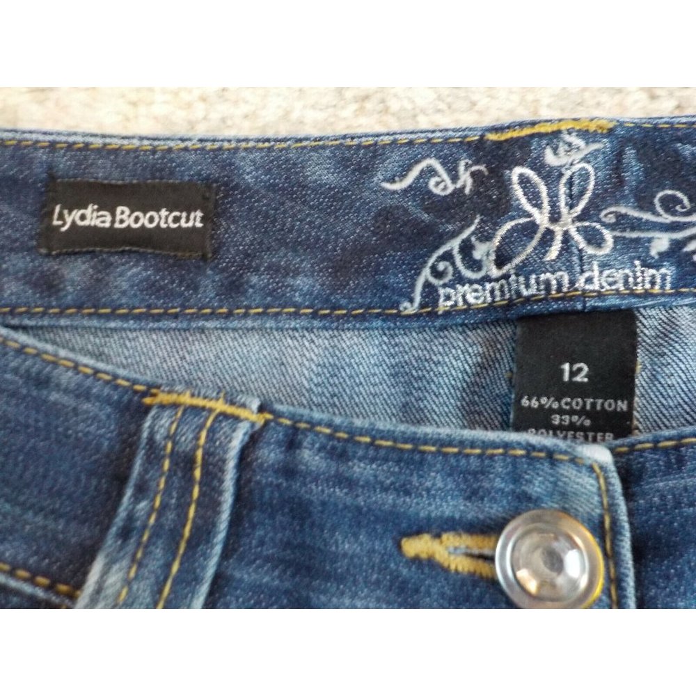 Premium Denim Womens Lydia Jeans Bootcut Stretchy Dark Blue Size 12 (36 x 32) - Picture 5 of 7